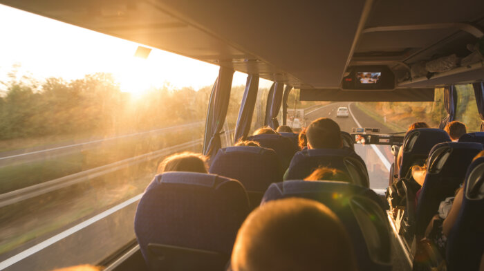Background. Travel By Bus. Bus Interior. Salon Of The Bus With P